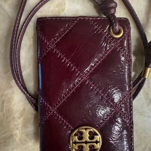 Tory Burch Quilted Burgundy Card Holder